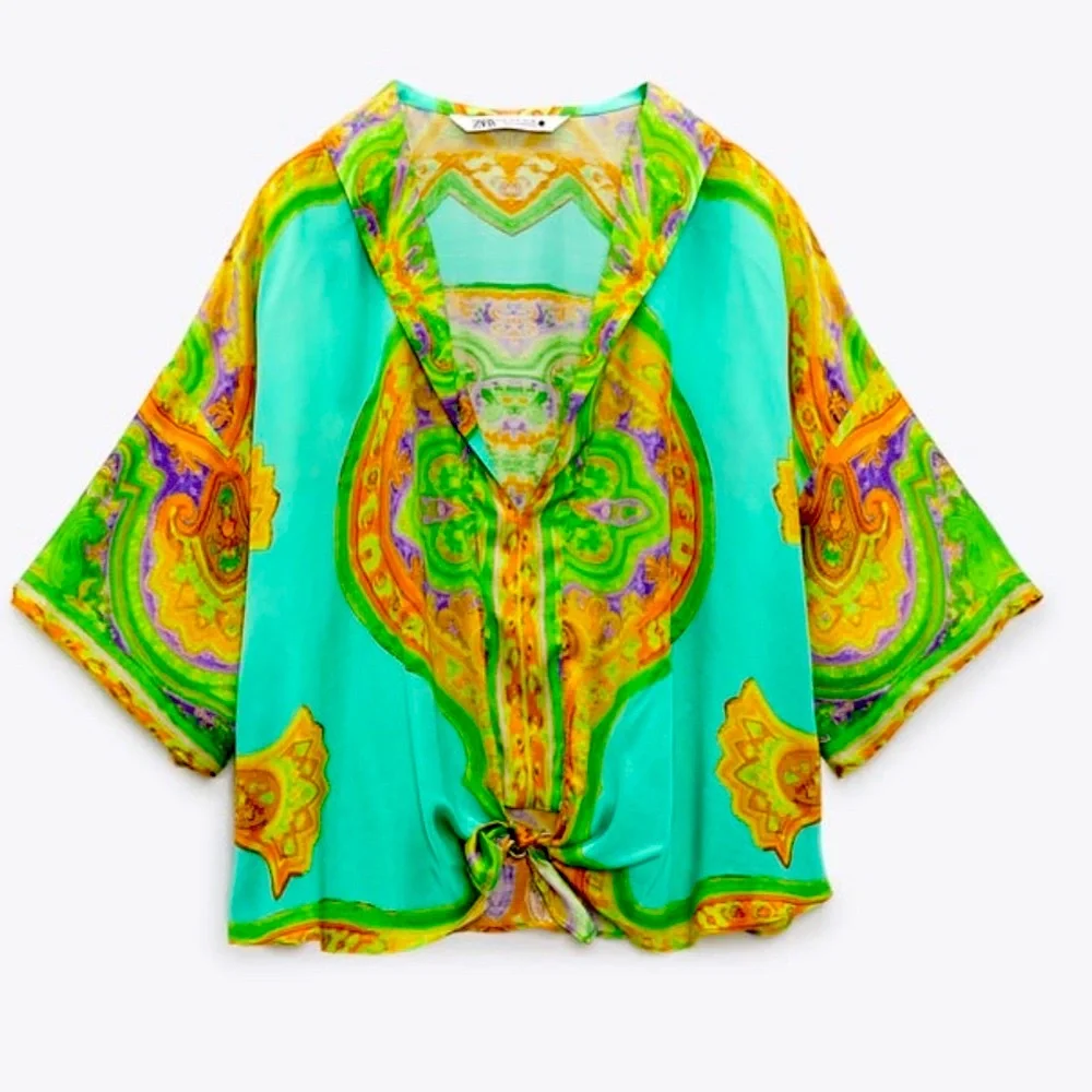 Zara flowy printed blouse - Picture 2 of 12